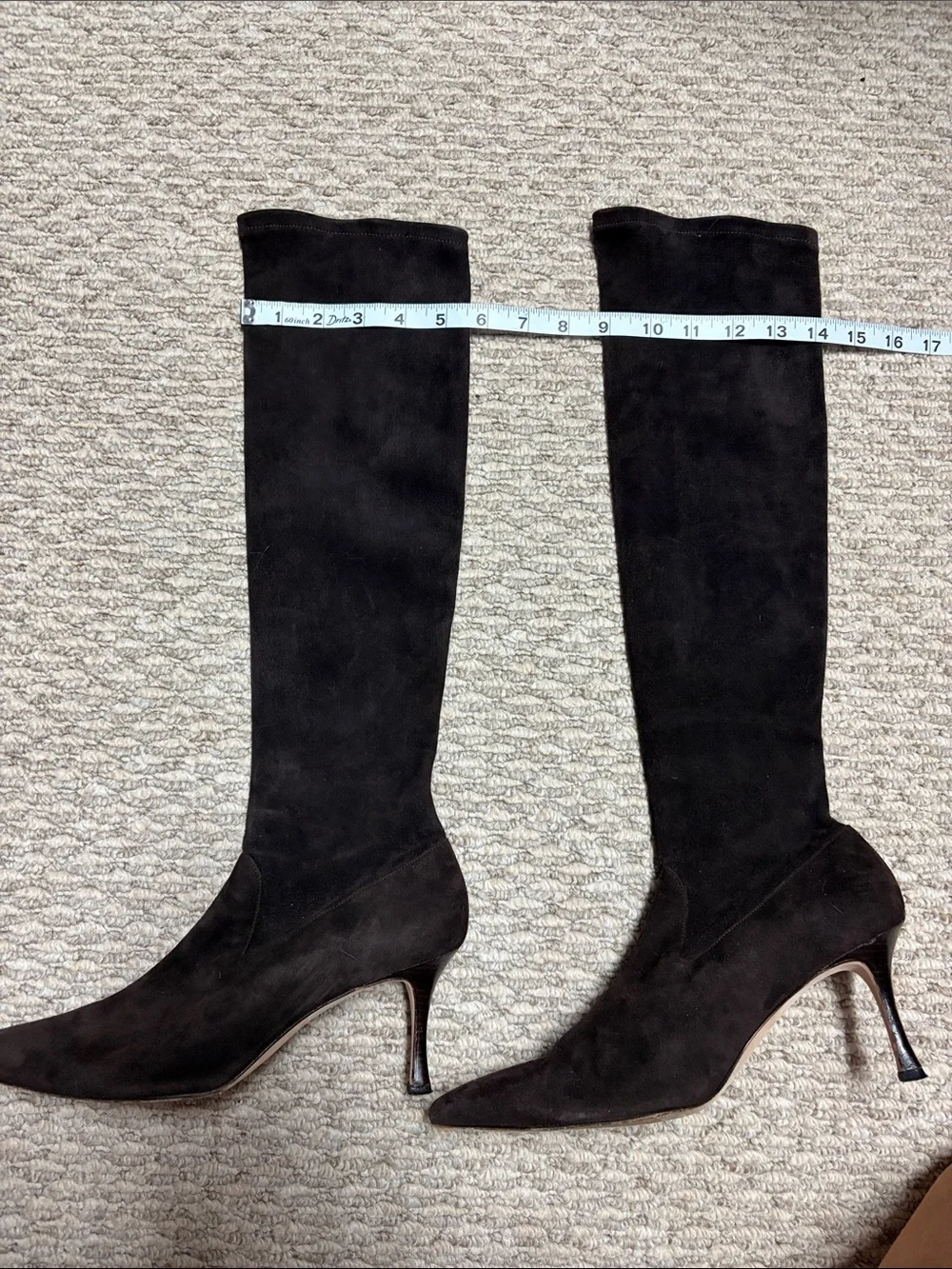 Manolo Blahnik Black Suede Over-the-Knee Stiletto Boots